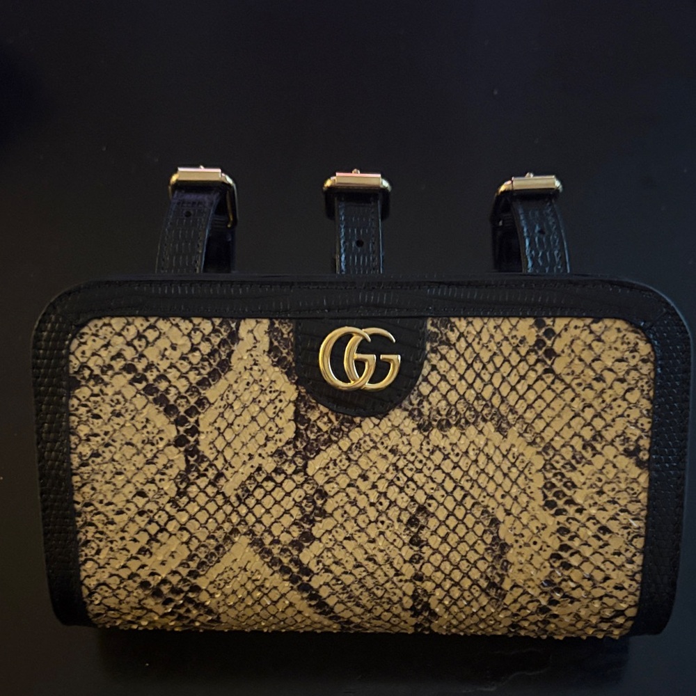 Gucci Black and Tan Snakeskin Bag